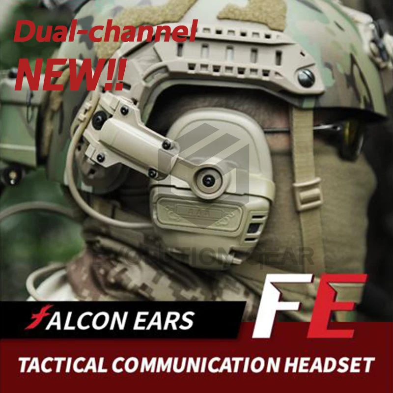 New FCS-TACTICAL Falcon Ears Pickup And Noise Reduction Tactical Dual Channel Communication Headset TB1490 Esports Headphones