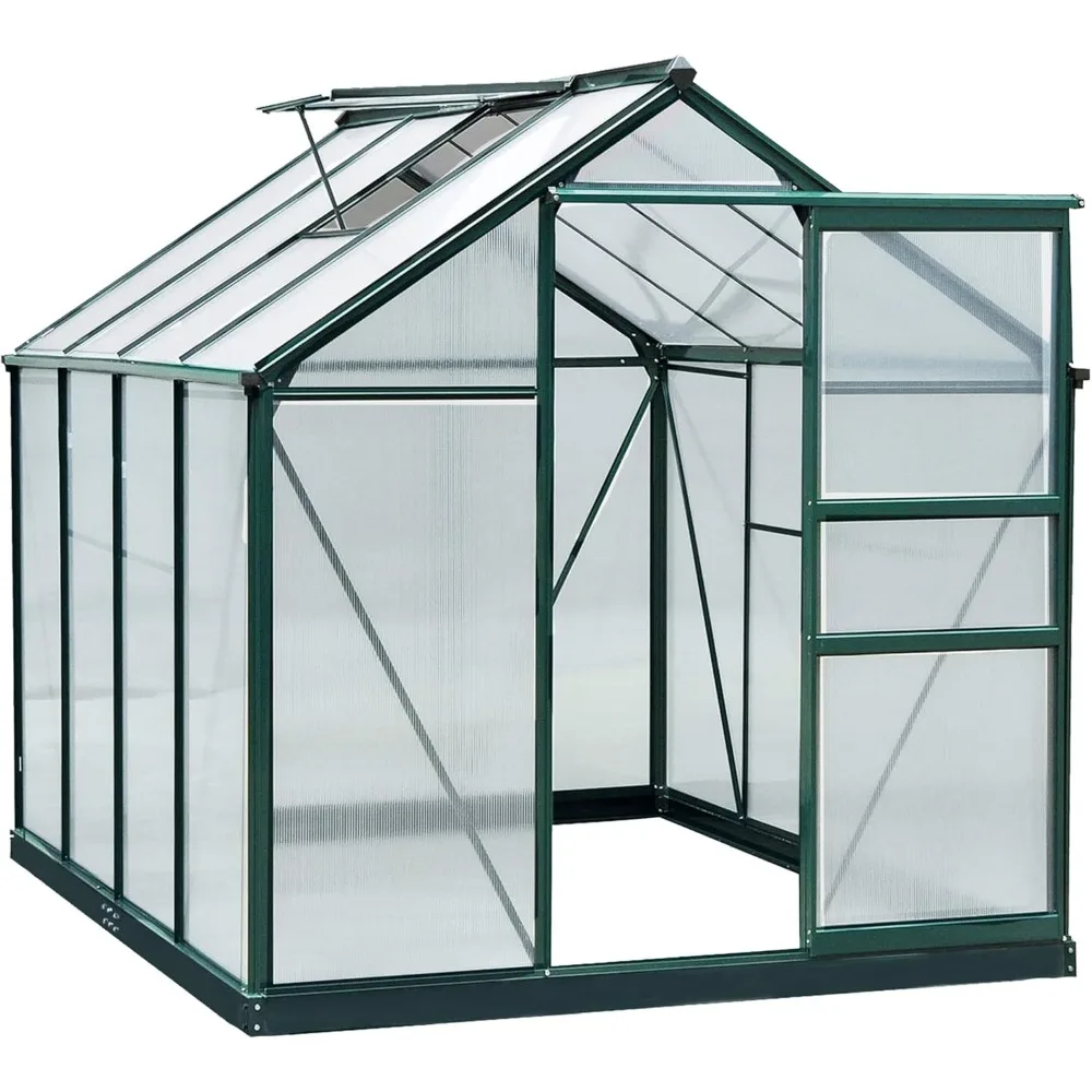 

6' X 8' X 6.5' Polycarbonate Greenhouse, Heavy Duty Aluminum Walk-in Green House Kit with Vent and Door for Backyard Garden