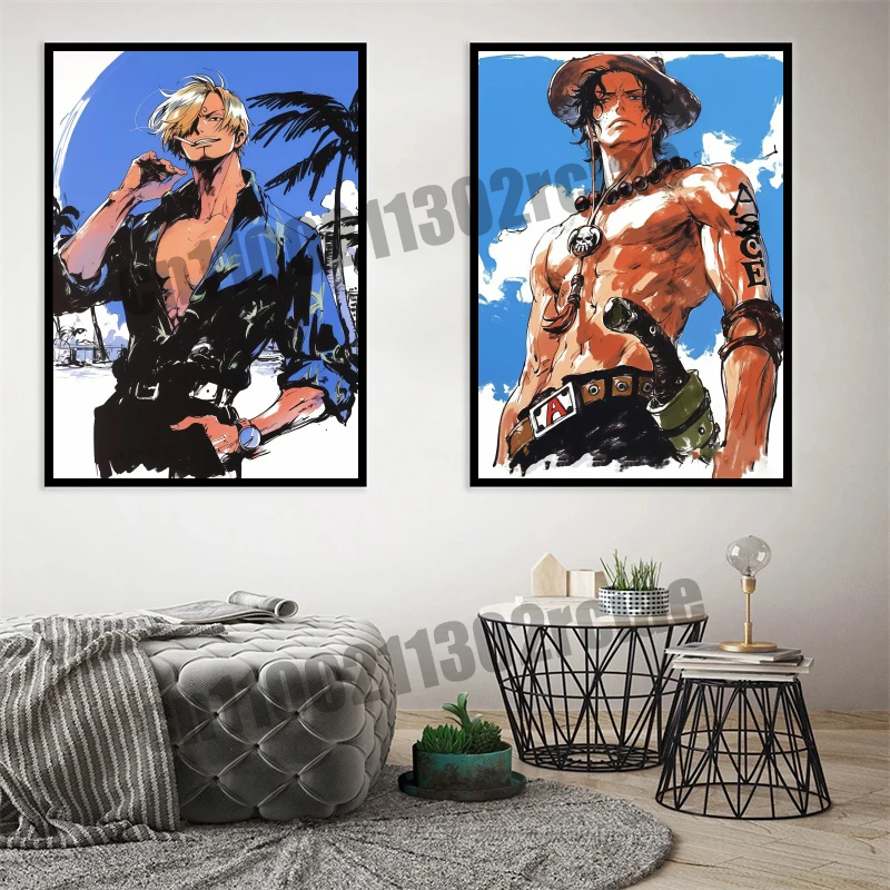 Póster artístico de pintura en lienzo de alta calidad, Anime clásico japonés de una pieza, Luffy, HD, adecuado para decoración de dormitorio