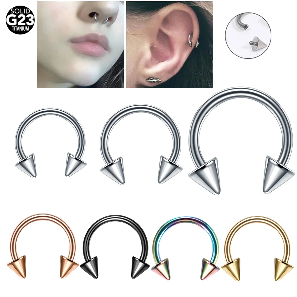 1PC Titanium 16G Septum Horseshoe Ring Nose Circular Barbell Ring Cartilage Eyebrow Lip Piercing Body Jewelry 6mm/8mm/10mm