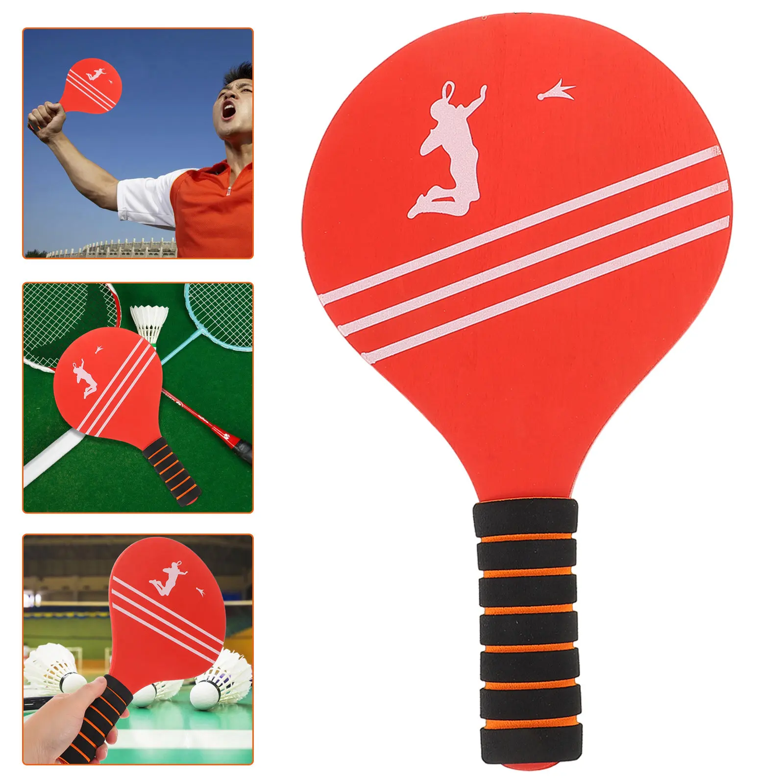 

2Pcs Badminton Rackets Wooden Paddle Short Handle Lightweight Kids Sports Ping Pong Paddle Ball Game Rackets Outdoor