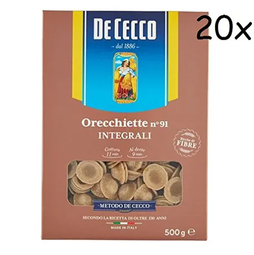 20 x Boucles d'oreilles Pasta De Cecco Entiers 91 Grain Italien 500 g