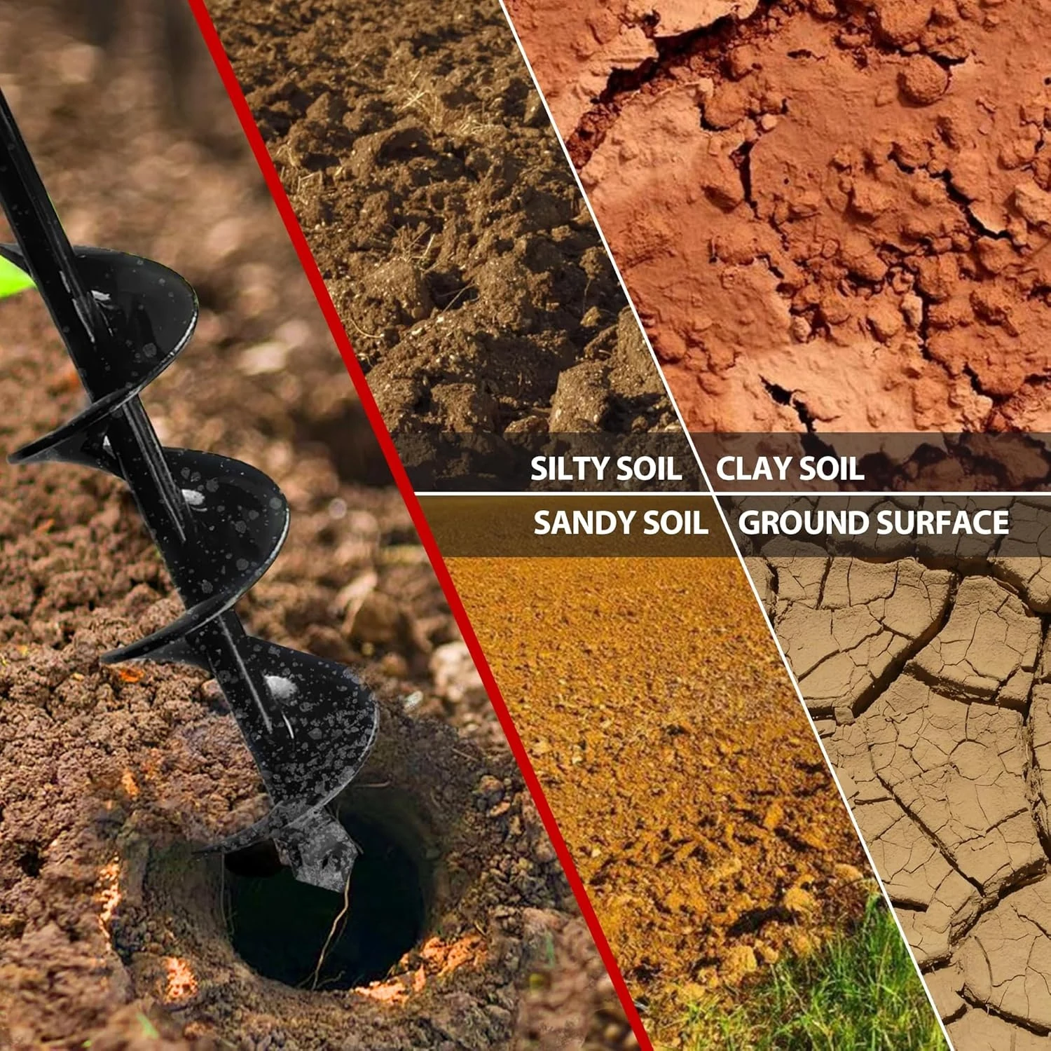 Helical Twist Drill Hand-Operated Short-Rod Ground Drill Bit Suitable For Loosening Soil In Garden Planting&Vegetable Fields