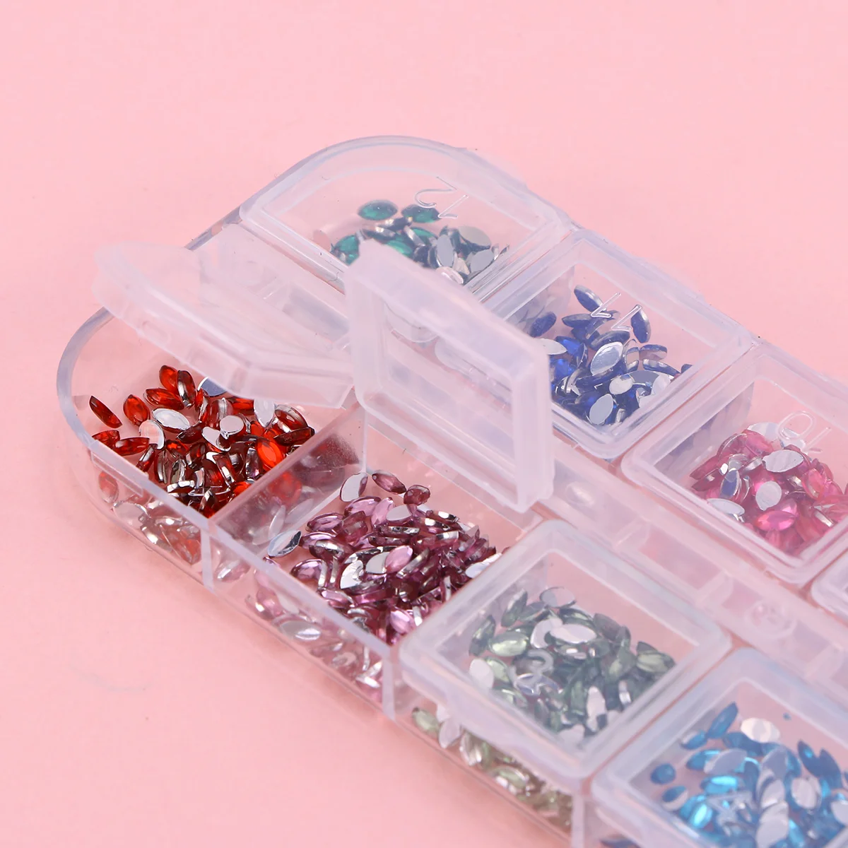 1 Box 12 Colors Nail Gems Decorations Supplies Flat Back Horse Eye Shaped Manicure with Artificial Diamond Accessories