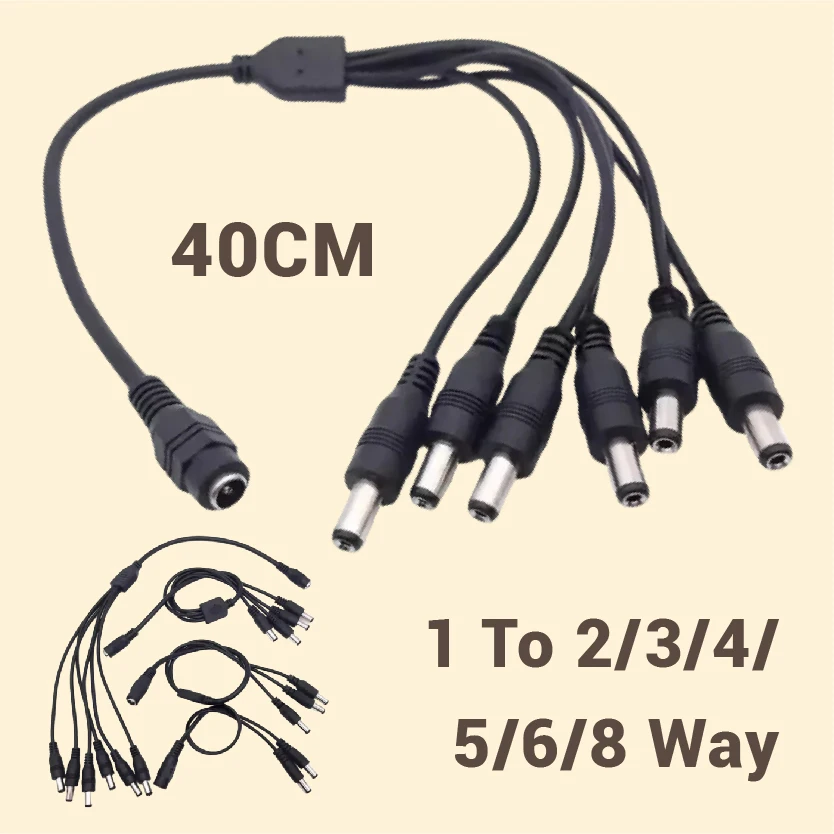 Multi-Port DC Power Splitter 5.5x2.1mm 1 To 2/3/4/5/6/8 Way 12V for Expanding Single Power Supply To Multiple Devices