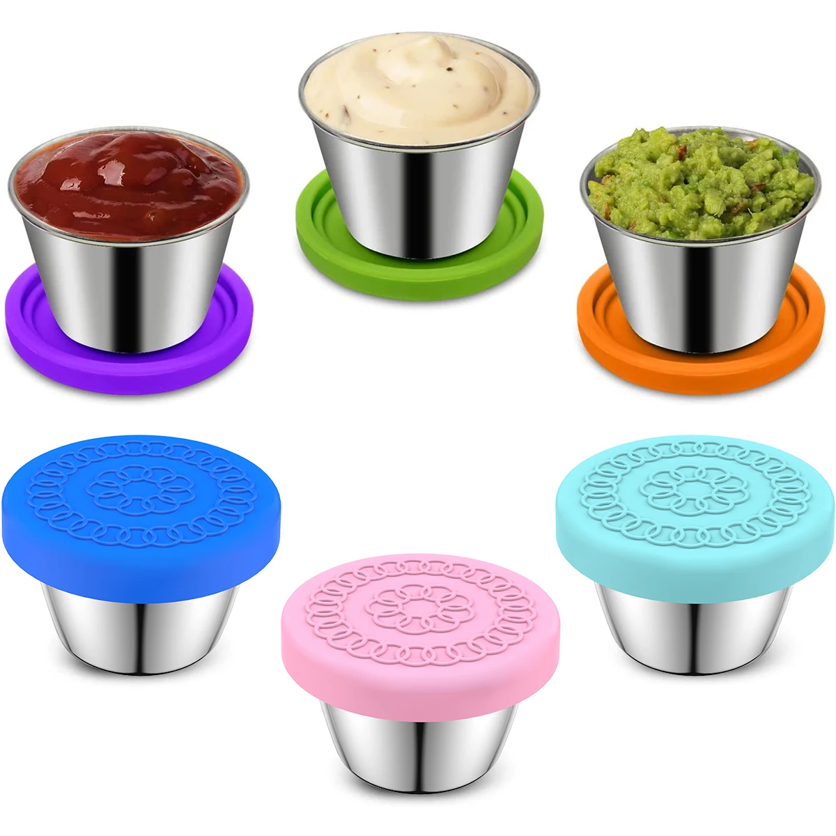 Salad Dressing To Go Containers 50ml Stainless Steel Sauce Cups With Leakproof Silicone Lids For Lunch Boxes Picnics Travel