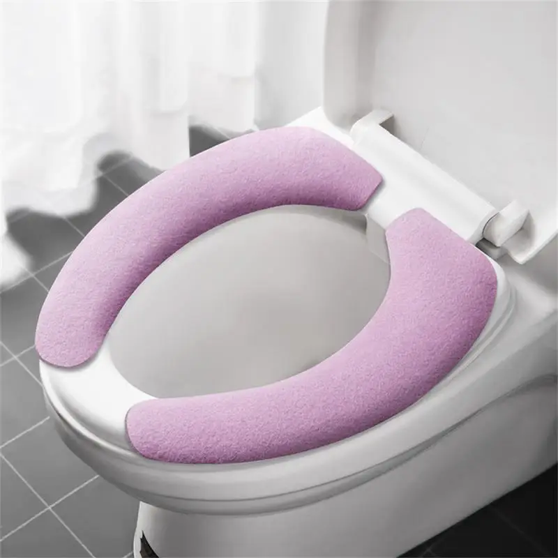 set Reusable Warm Flannel Toilet Sticker Toilet Seat Covers Washable Toilet Seat Filling Bathroom Mat Seat Cover Universal