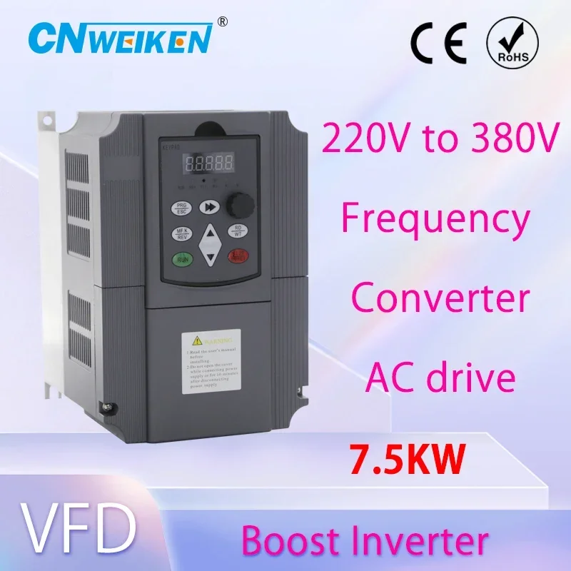 5.5KW/4KW 220V to 380V 3 Phase 5HP VFD Variable Frequency Inverter Converter Changer Variator for Motor Speed Control Invert