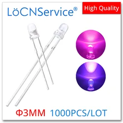 LoCNService 1000PCS 3mm F3 Pink Purple DIP LED Transparent High quality bead light emitting diodes leds