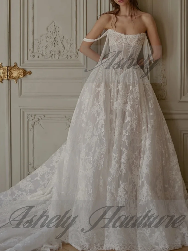 A3318 فساتين زفاف بيضاء ساحرة دانتيل كامل بوهو على شكل قلب A Line فستان زفاف نسائي رسمي فستان حفلات مسائية حسب الطلب