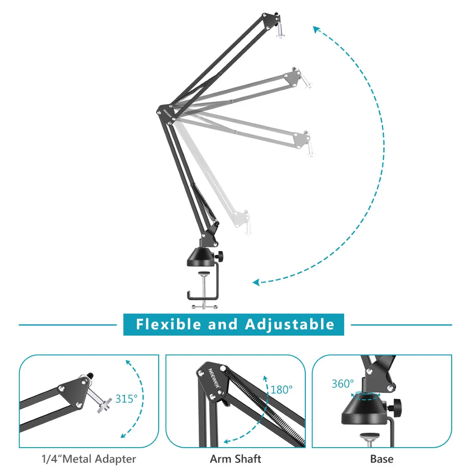 Neewer Desktop-Klemme, verstellbare Aufhängung, Ausleger, Scherenarm, Ständer, Halter 360° °   Rotation für Logitech Webcam C922 C930e C930 C920