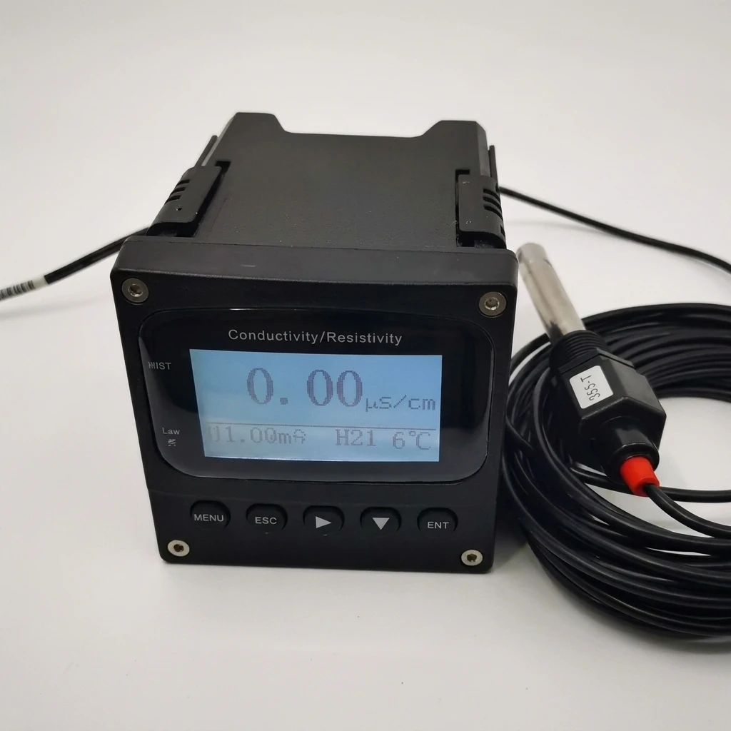 Online conductivity controller with matching conductivity sensor, automatic temperature compensation, industrial water monitor