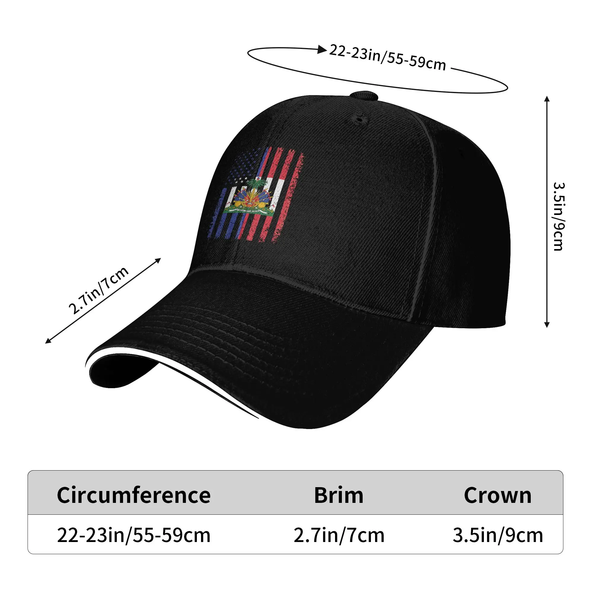 Haiti USA Flag Shirt 4th of July American Haitian Flag Casual Baseball Cap Summer Trucker Hat Sun Snapback Cap y2k Baseball Caps