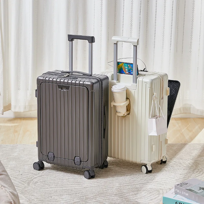 أمتعة جديدة متعددة الوظائف مع فتحة أمامية 20 بوصة حقيبة سفر بكلمة مرور مقاس 26 بوصة للرجال والنساء ذات سعة كبيرة #3