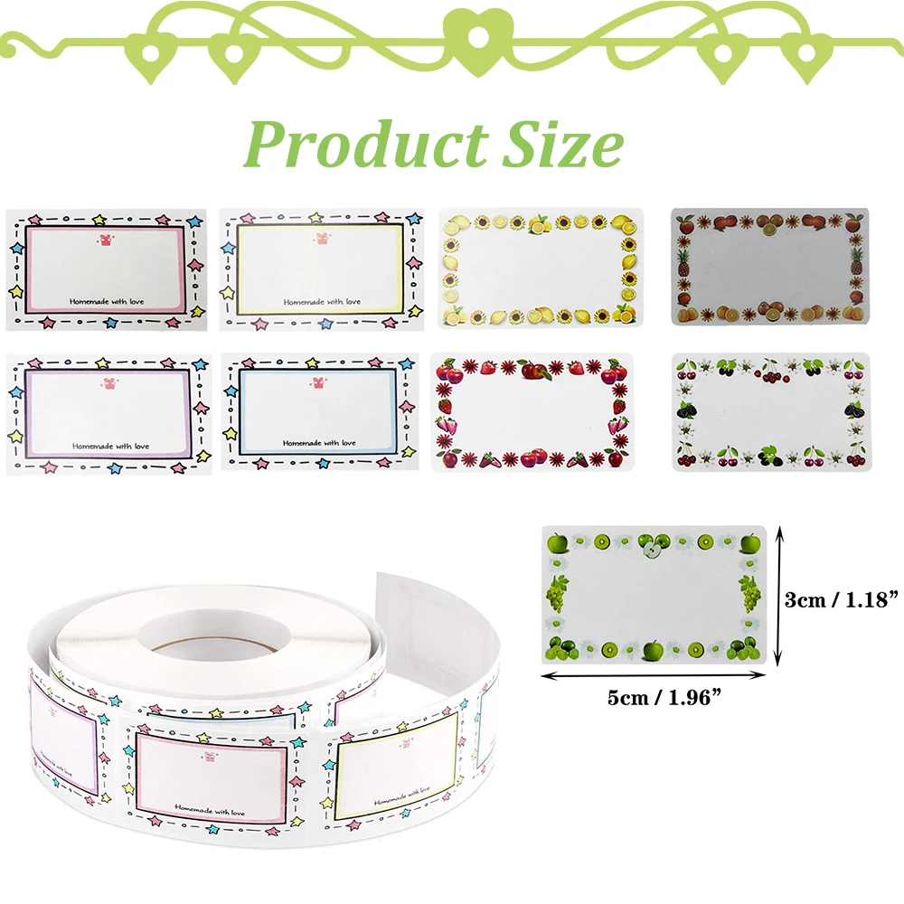 250/500PCS Fruit Border Blank Writeable Self-Adhesive Labels Homemade Jam Canning Bottle Food Container Organization Tags