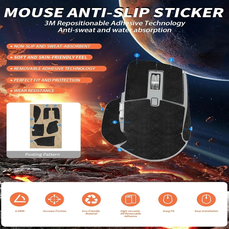 

For Logitech MX Master 3S Sweat-Proof &Anti-Slip Kit Full-Wrap 3M Grip Tape+Wipes,No Slip Long Sessions Office Gaming Essential!