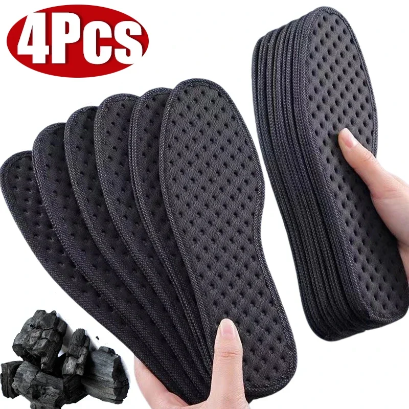 

2 Pairs Bamboo Charcoal Deodorant Insoles for Shoes Plant Antibacterial Breathable Sports Insole Absorb-Sweat Soles Shoes Pads