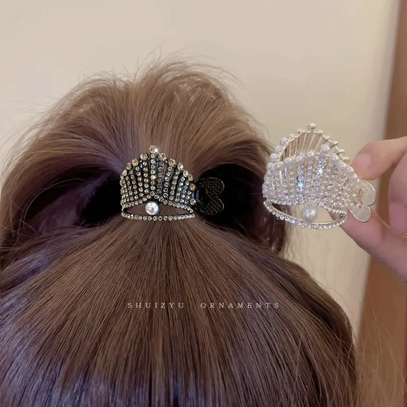 

Metal High Ponytail Clip Fixed Artifact Women's Pearl Crown Hair Clip Hair Accessory Clip Hair Accessories for Women