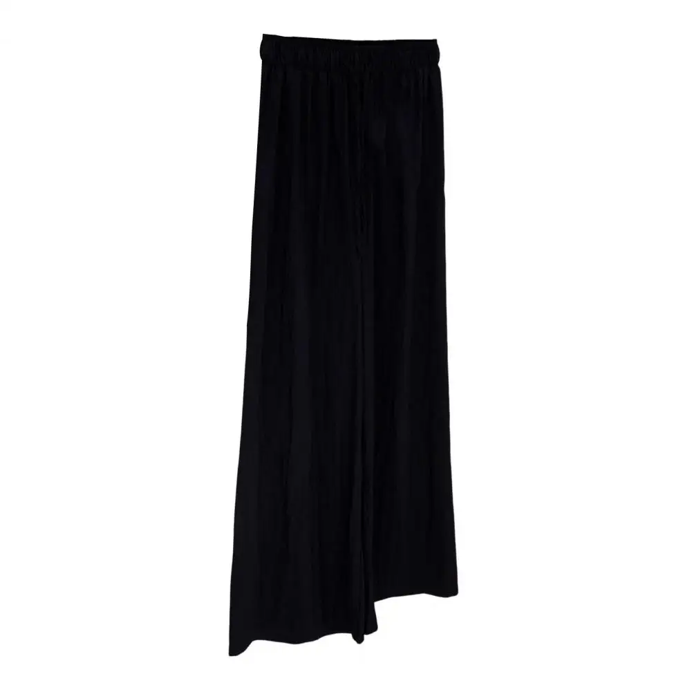 Ice Silk Wide Leg Pants Stylish Women's Elastic High Waist Drawstring Pants Solid Color Straight Wide Leg Trousers in for Casual