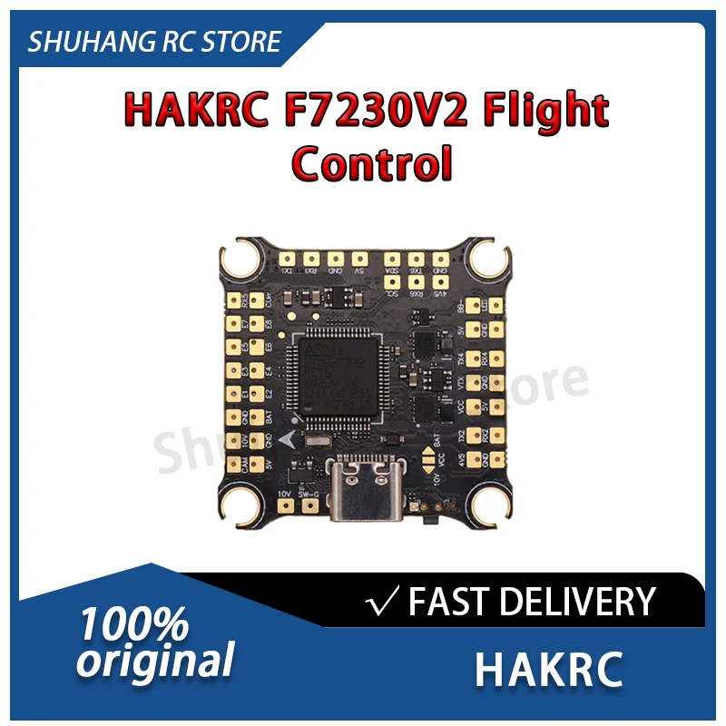 

HAKRC F7230 V2 Flight Control 2S-6S Lipo Built-in Current Sensor Four Programmable LED Illusion Iights for FPV Freestyle Drones