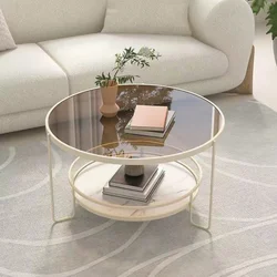 Mesa de centro de lujo con luz nórdica, muebles de sala de estar, mesa creativa para el hogar, mesa redonda de té de ocio, mesa de borde