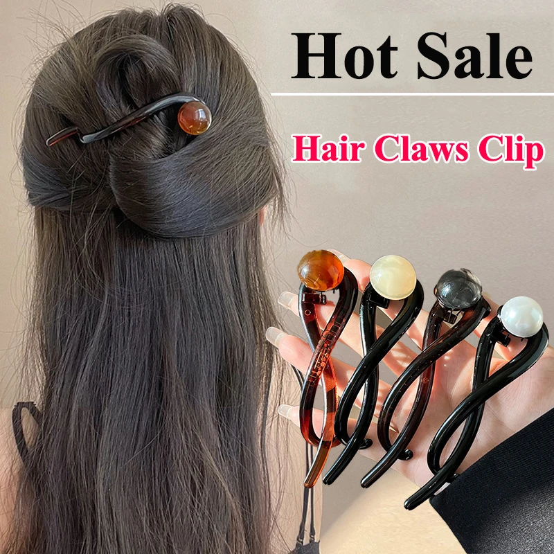 Hot!Twisted Hair Clips for Women Elegant Back Hairpins for Girls Hair Accessories Vintage Barrettes Ponytail Clip Lady Headdress