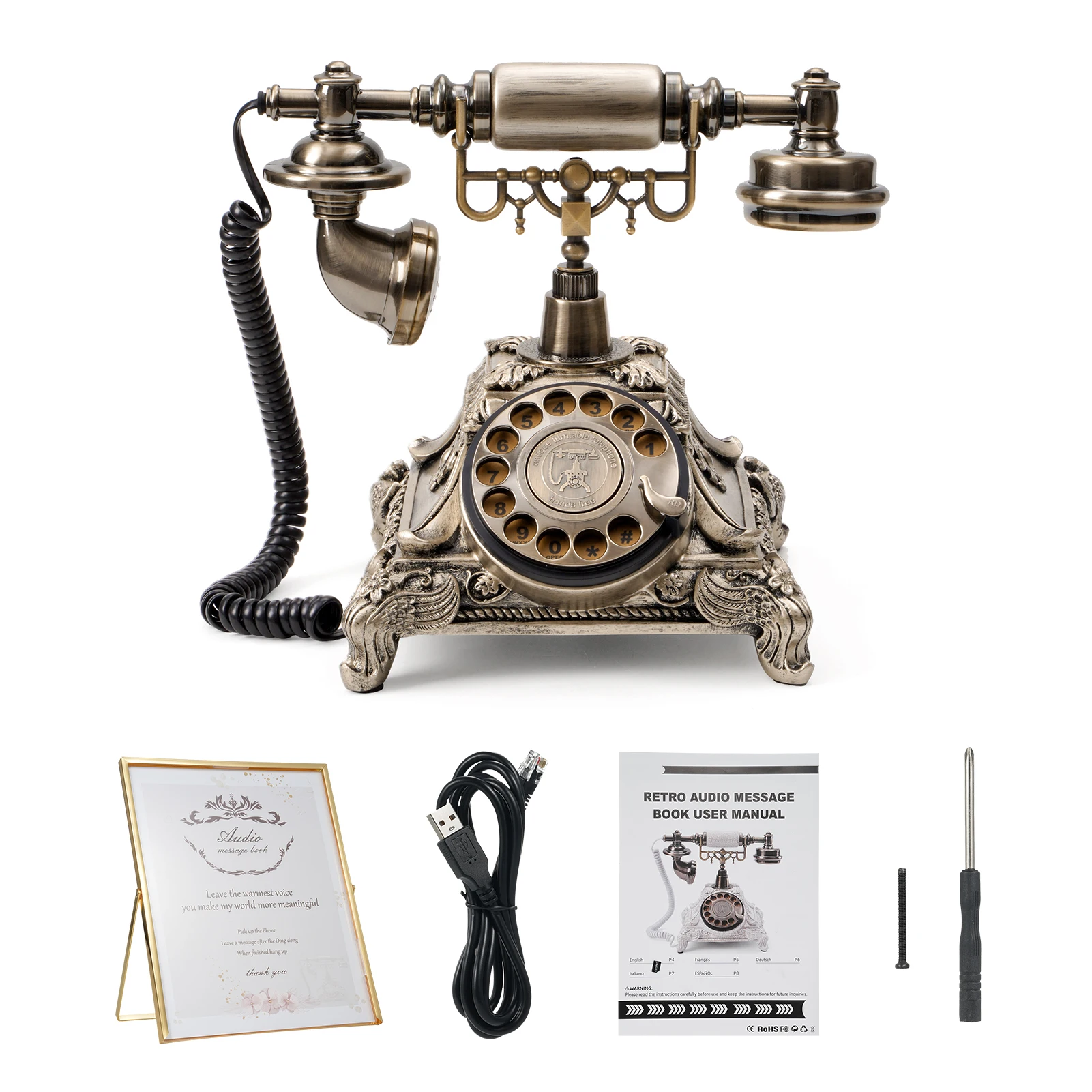 Audio Message Book Voice Record Vintage Telephone Recorder Wedding Phone Customized w/ Voicemail Best Wishes for Birthday Party