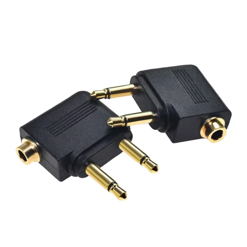 2/4/8Pcs Dual Mono Male Plug to Stereo Female Jack 3.5mm Audio Connector Adapter for Headphone Earphone Airline Airplane Travel