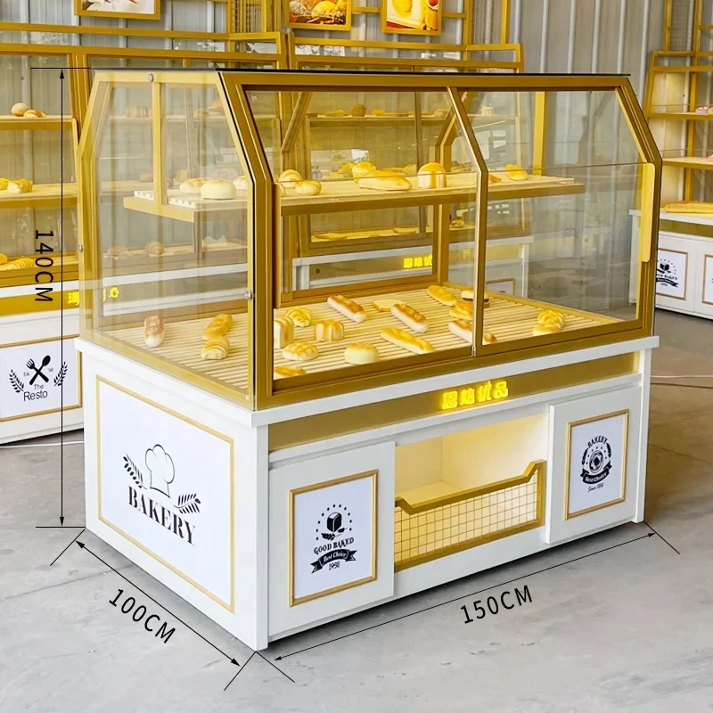 

Витрина для выпечки Customized.Hong Zhan из прозрачного закаленного стекла с рамой из нержавеющей стали и трехцветной LED-подсветкой