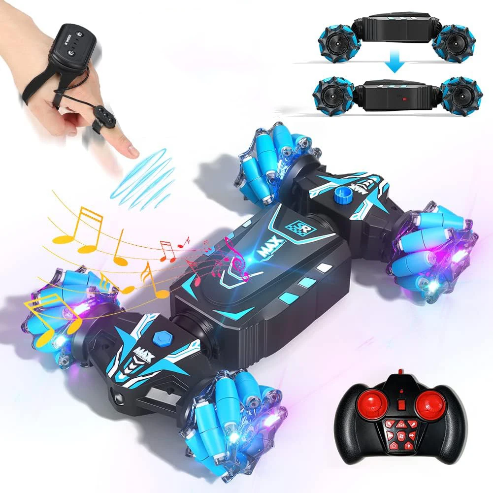 4WD Remote Control Car Hand Controlled Gesture RC Stunt Car Off-Road Vehicle with Spray Lights Music for Kids Adults Gifts