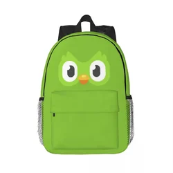 Duolingo Owl Duo 2 Backpacks Boys Girls Bookbag Cartoon Students School Bags Travel Rucksack Shoulder Bag Large Capacity