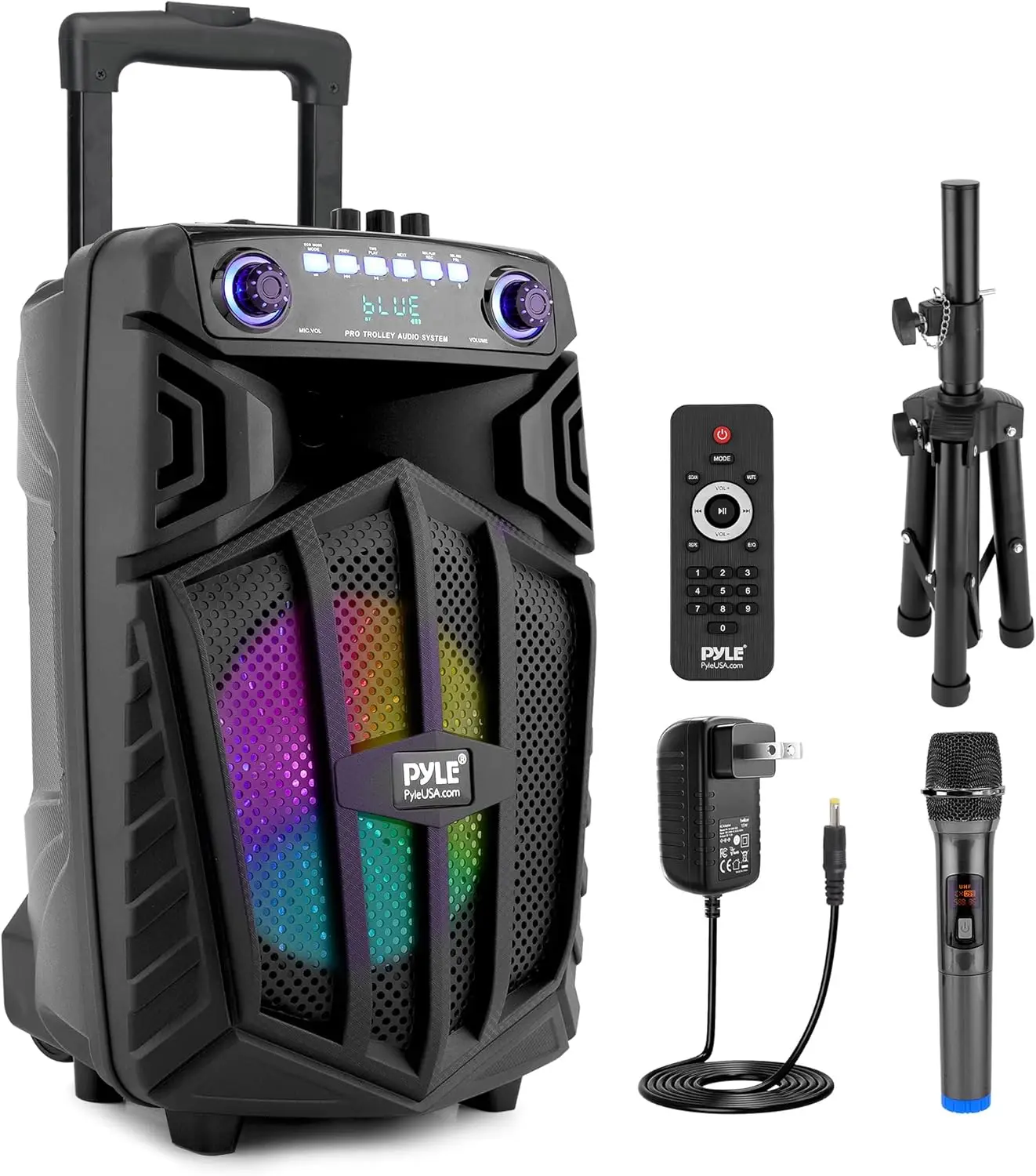 

Портативная Bluetooth-колонка 880W с беспроводным микрофоном, TWS, световыми эффектами для вечеринок, перезаряжаемая, для караоке на открытом воздухе