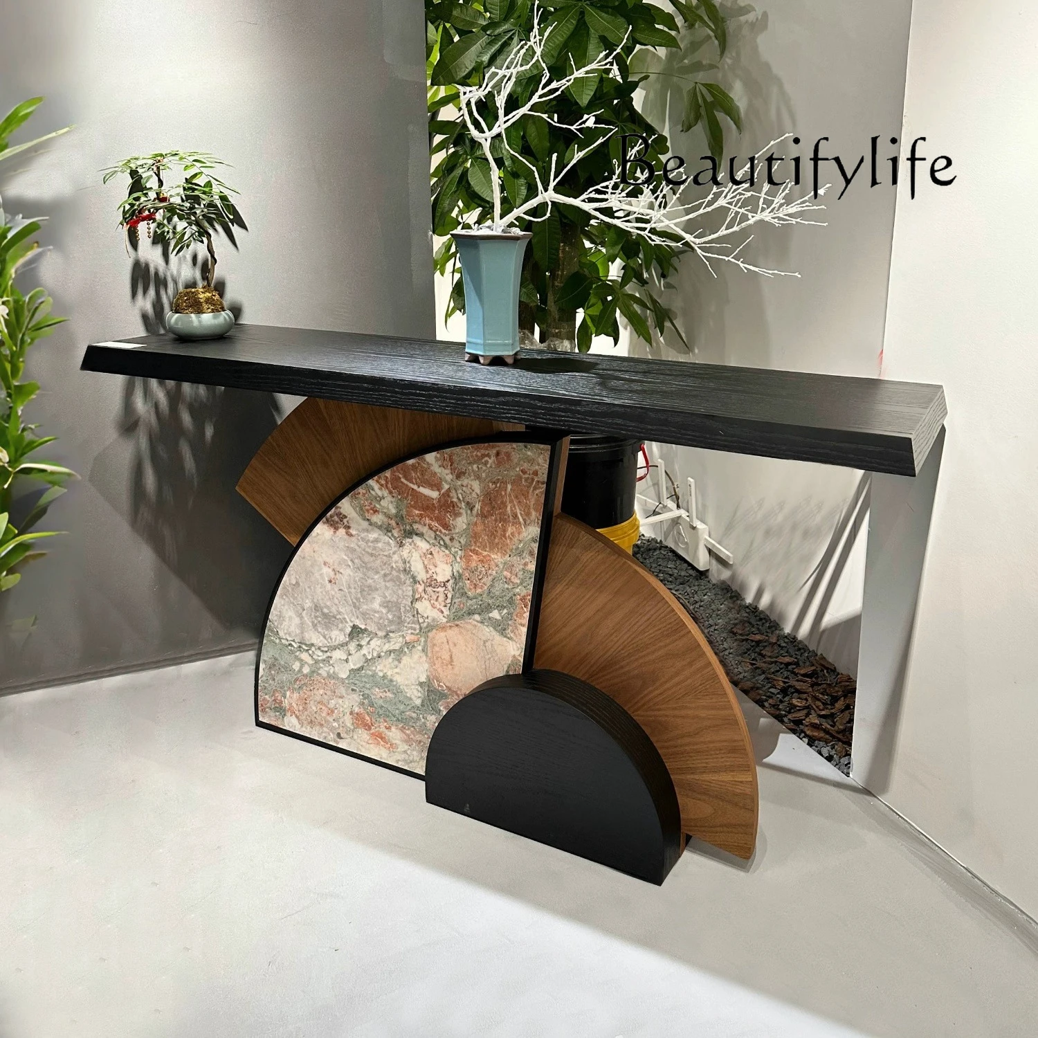 Medieval Creative Solid Wood Entrance Table Villa Entrance Hall Corridor Plan Living Room Entrance Table