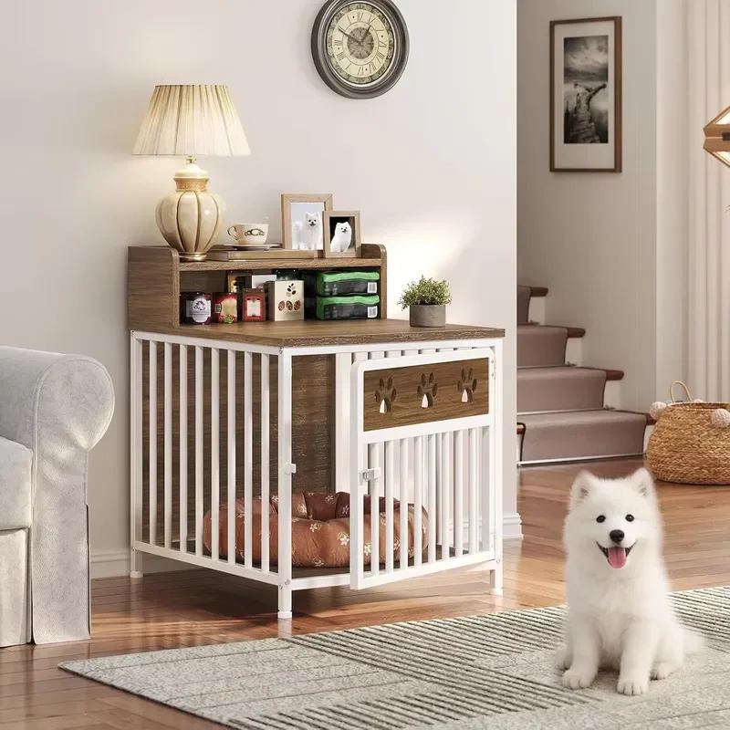 for Dog Crate Furniture Wooden Two-tier Indoor Pet Crate End Table for Indoor Small Dogs