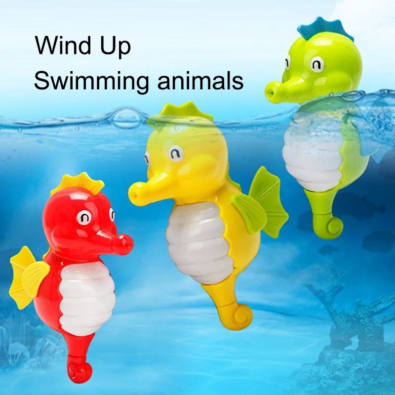 Cute Shape Bathroom Seahorse Clown Fish, Parent-Child Interaction Baby Soothing Wind-up Toys, Children's Summer Holiday Gifts
