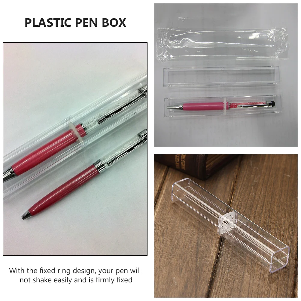 10 Pcs Pencil Case Ballpoint Box Clear Container Gift Plastic Office Supplies Square