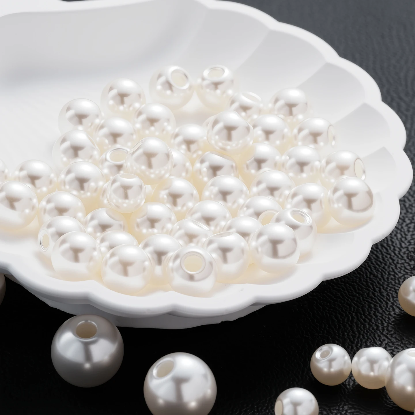

10/20pcs 8/10/12/14mm ABS Artificial Pearl Beads Beige Big Hole Beads for DIY Jewelry Making Necklace Bracelet Earring Supplies