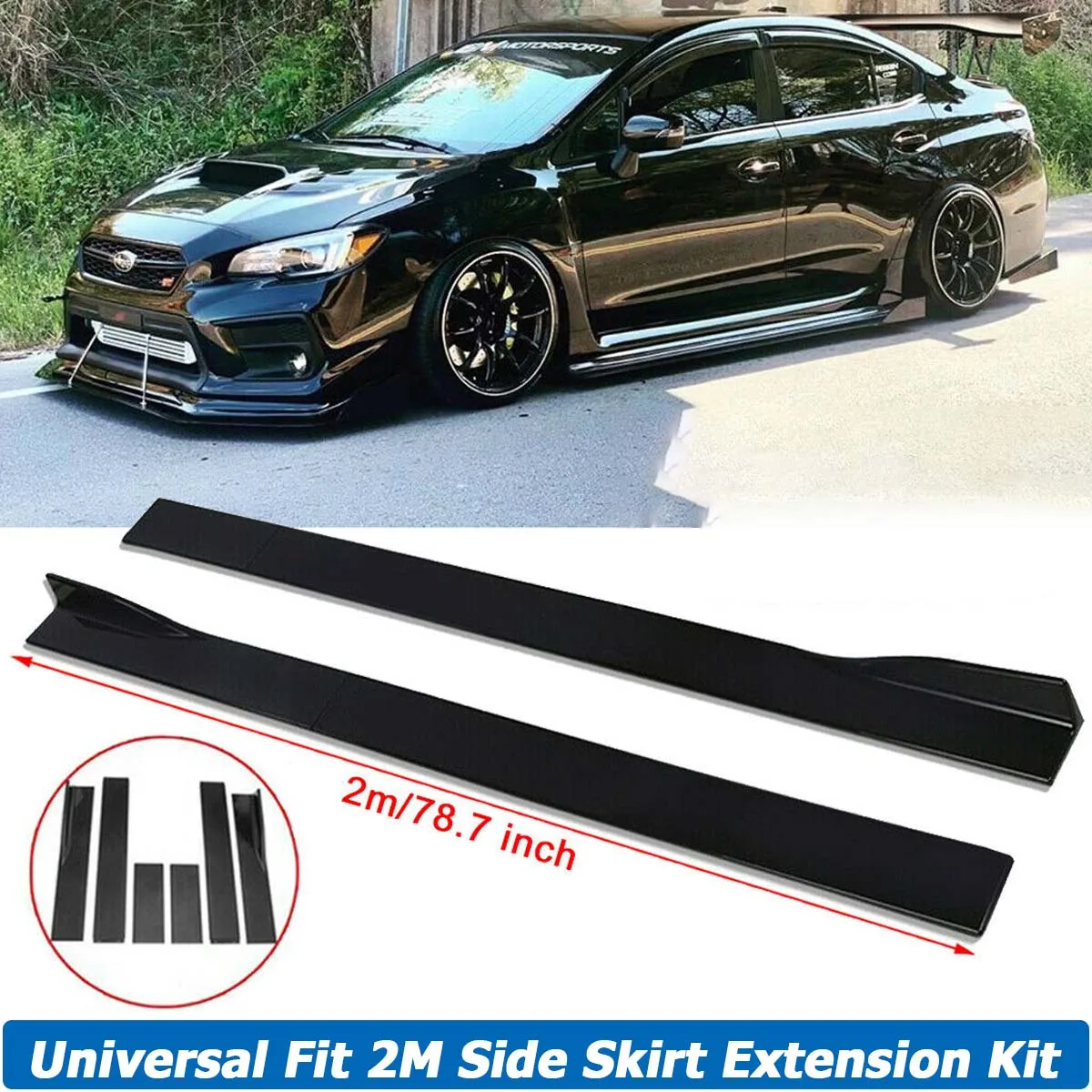 

78.7" 86.6" Side Skirt Universal For Subaru WRX STI 2015-2021 Extension Splitter Apron Splitter Winglet Body Kit Car Accessories