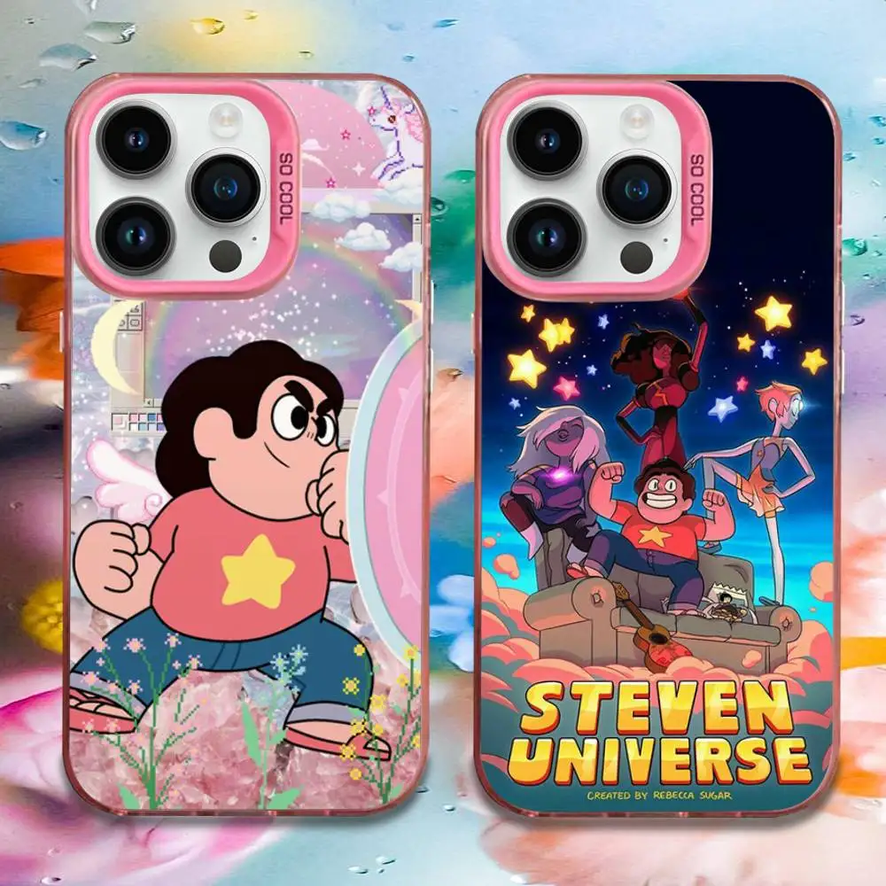 

Cartoon S-Steven Universe Phone Case For iPhone 16,15,14,13,12,11,Mini,Pro,E,MAX Pink Candy Matte Shockproof Cover