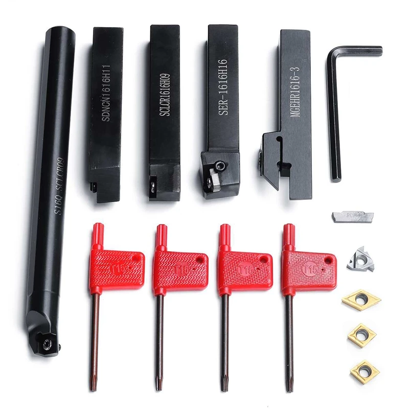 5Pcs 16Mm Lathe Turning Tool Holder Boring Bar Lathe Cutting Tool Set Lathe Cutter Set Turning Tool Set