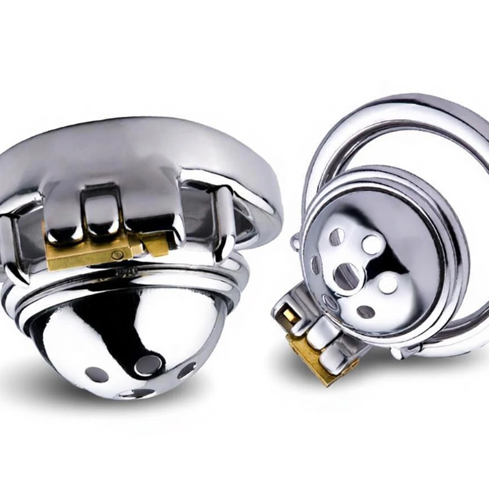 FRKO Small Round Hole Sissy Chastity Cage Device Stainless Steel Penis Restraint Breathable Invisible Lock Cock Ring Sextoys Men