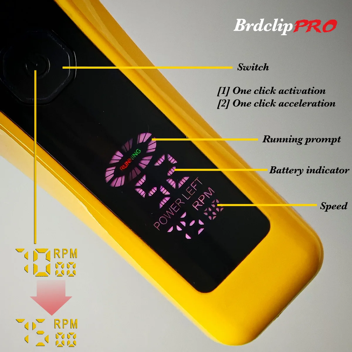 المهنية BRDCLIP 619 مقص الشعر 7500 دورة في الدقيقة الدقة الصلب شفرات حادة الزاوية شاشة الكريستال السائل قاعدة شحن آلة قطع الشعر