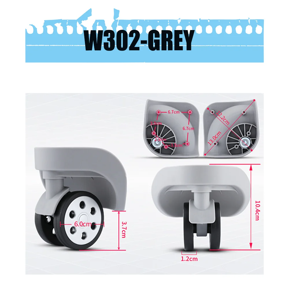 Suitcase Trolley Spinner Wheels Replacement Luggage Wheel Repair Parts with 360° Swivel Bearing Smooth Rolling Wear-resistant