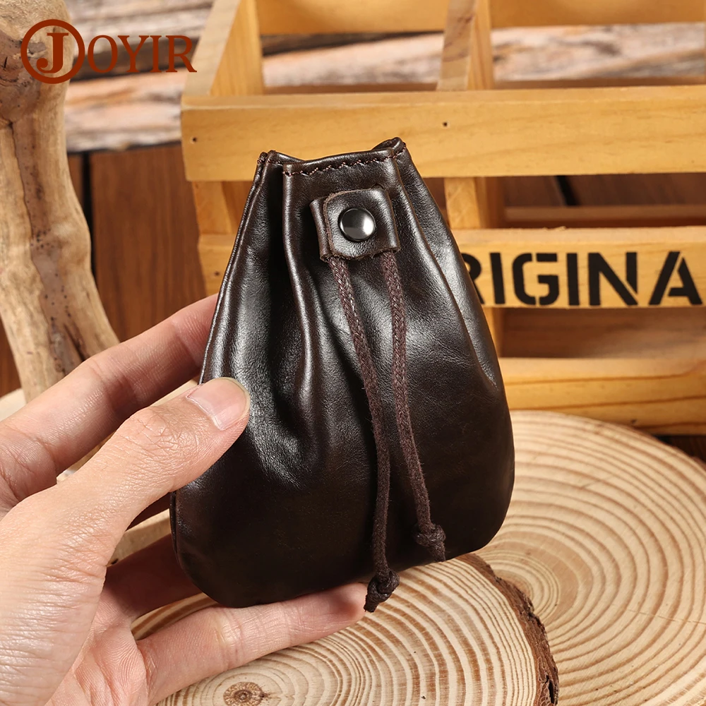 JOYIR Genuine Leather Men's Coin Purse Change Pouch Card Holder for Male Casual Mini Storage Bag Unisex Wallets