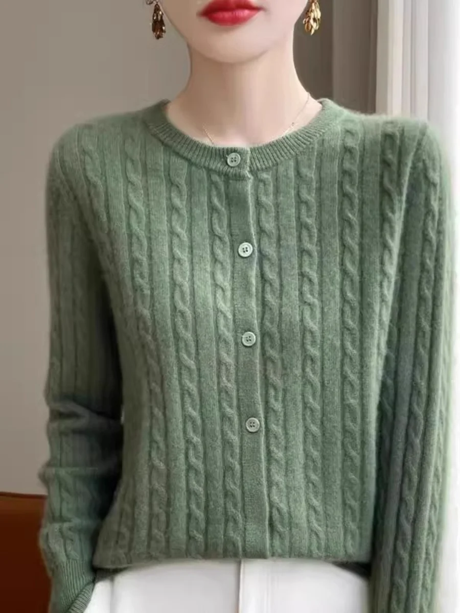 Women's Knitted Woolen Cardigan Sweater round Ne Tassel Autumn Winter Faion Outerwear Long Sve Regular Fit  Color