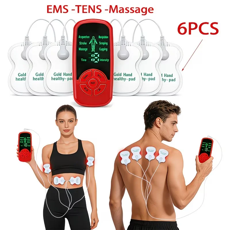 Muscle Massager, Portable and Rechargeable, with 6 Modes 15-Level Intensity Adjustment, 6 High-Quality 5.08cm X2 Electrode Pads, Each One Suitable for Post-Injury Rehabilitation, Are an Excellent Choice for Christmas and Halloween Gifts. Suitable for Massagers, Fitness Equipment, and Abdominal Massagers.