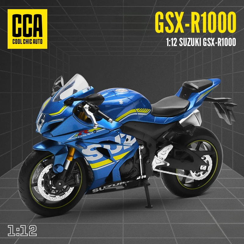 โมเดลรถมอเตอร์ไซด์ GSX-1000 CCA จำลอง1/12 Suzuki ของเล่นเหล็กหล่อมีเสียงและน้ำหนักเบา