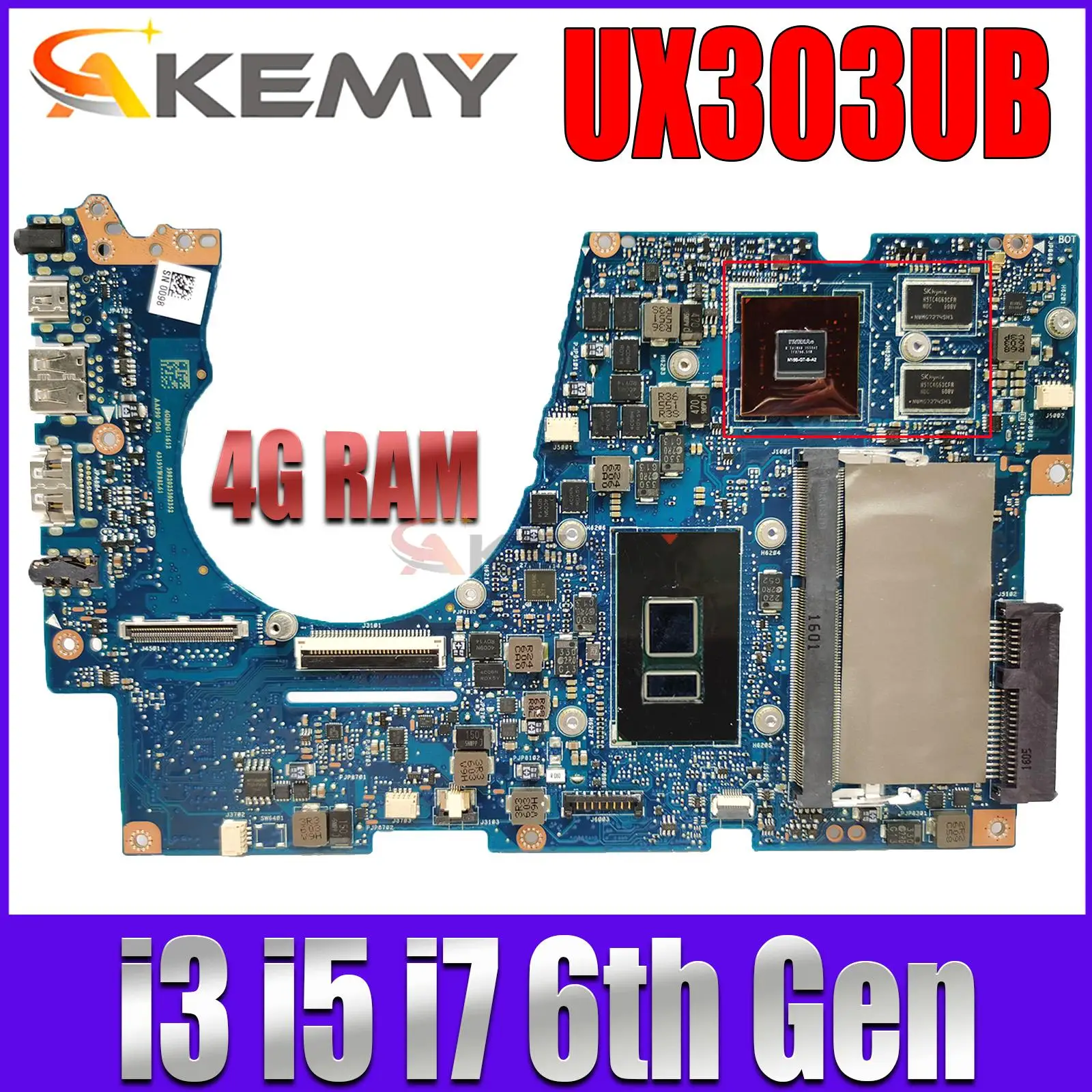 

Mainboard UX303 UX303U BX303UA UX303UB UX303UA U303UB U303UA Laptop Motherboard I3 I5 I7 6th Gen 4GB/RAM UMA/PM MAIN BOARD