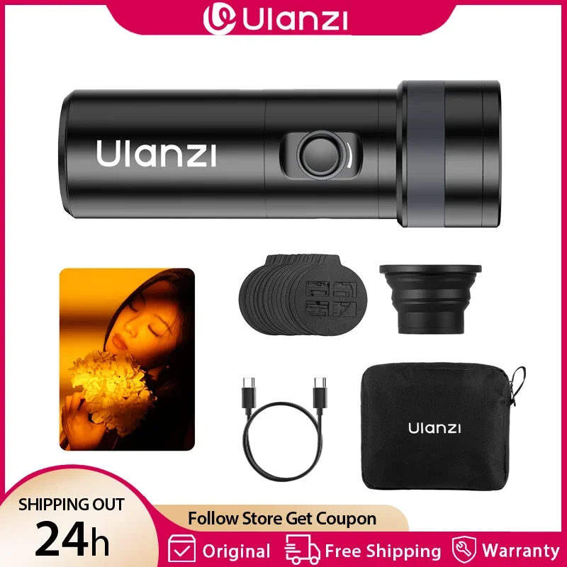 

Ulanzi LM01 RGB 10W Photography Flashlight 4-Color Dimming Videography Flash Led Light 7500mAh with 1/4" Screw 20 Gobo Live Vlog