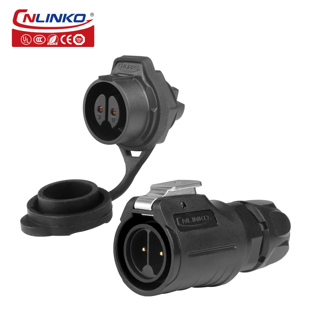 Cnlinko LP-16 2 pin plastic wiring screw circular waterproof aviation plug connector pole locking screw type